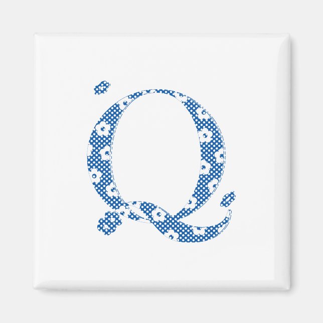 Flower Pattern Letter Q (blue) Magnet (Front)