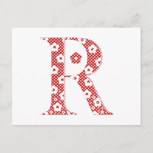 Flower Pattern Letter R(red) Postcard