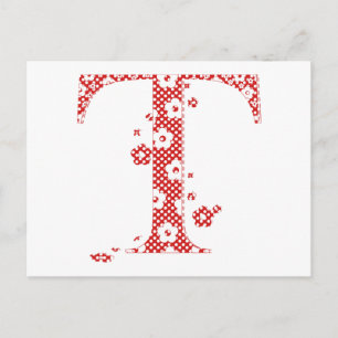 Flower Pattern Letter T(red) Postcard