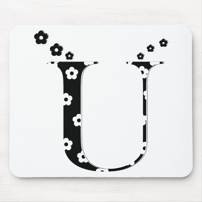 Flower Pattern Letter U Mouse Mat (Front)