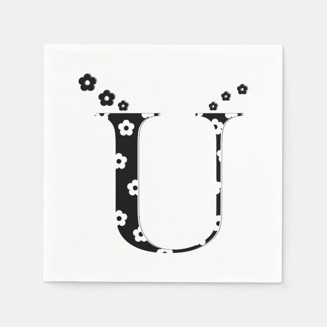 Flower Pattern Letter U Napkin (Front)