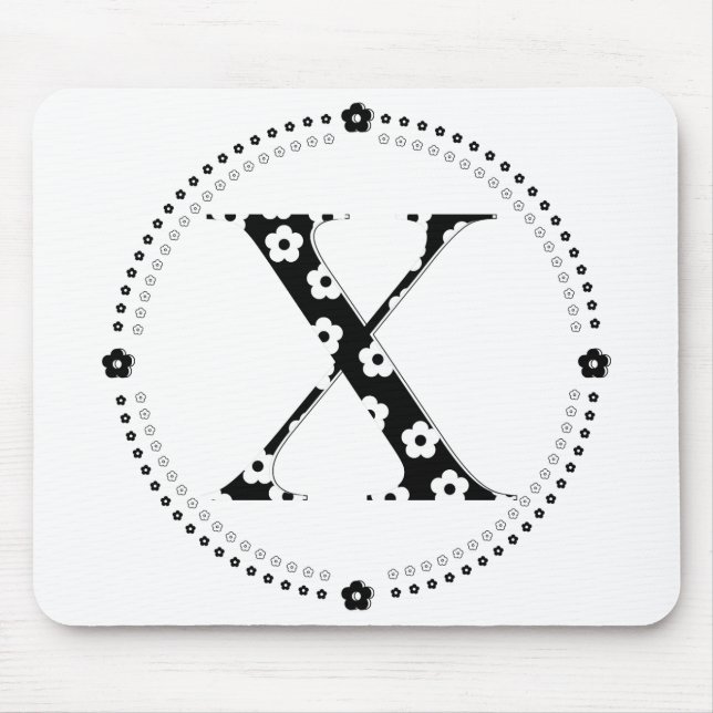 Flower Pattern Letter X Mouse Mat (Front)