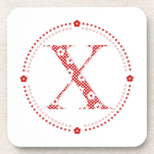 Flower Pattern Letter X(red) Coaster