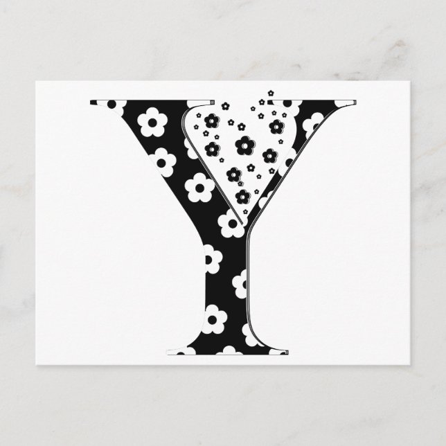 Flower Pattern Letter Y Postcard (Front)