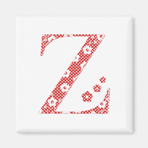 Flower Pattern Letter Z (red) Magnet