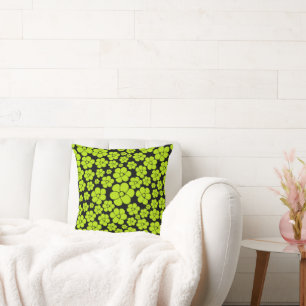 Flower Pattern - Lime Green Cushion