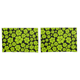 Flower Pattern - Lime Green Pillowcase