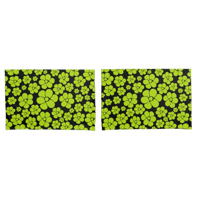 Flower Pattern - Lime Green Pillowcase (Front-Set)