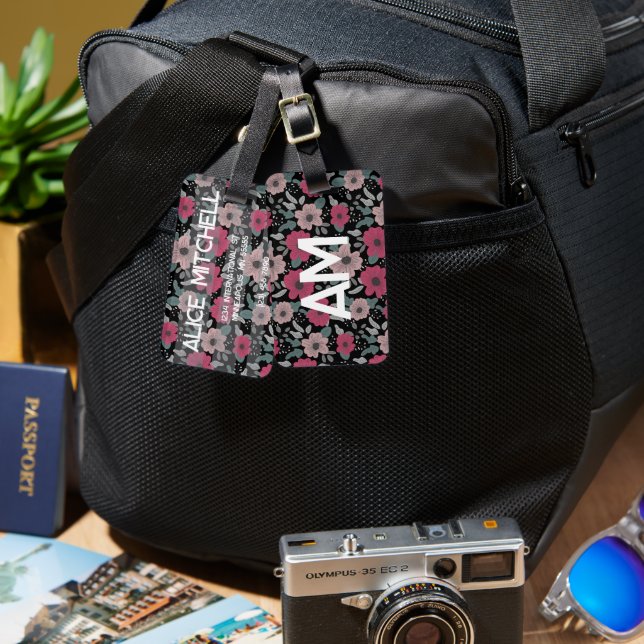 Flower Pattern Luggage Tag (Front & Back)