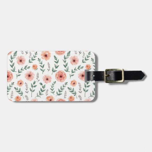 Flower pattern Luggage Tag (Front Horizontal)