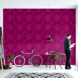Flower Pattern - Magenta and Black Wallpaper