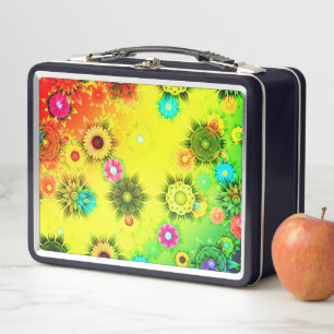 Flower Pattern Metal Lunch Box