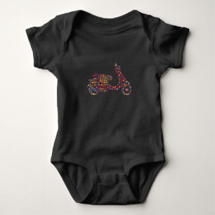 Flower Pattern Motor-Scooter Motorcycle Baby Bodysuit
