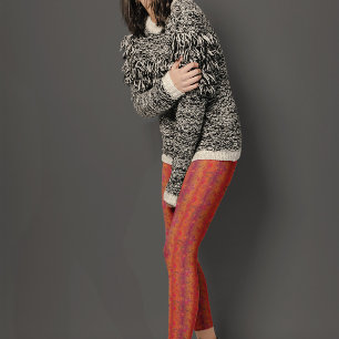 Flower Pattern on Orange Shaded Background Leggings