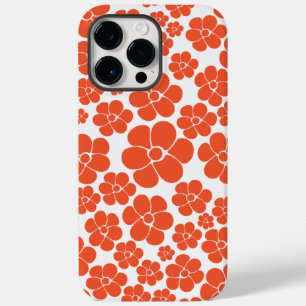 Flower Pattern - Orange and White Case-Mate iPhone 14 Pro Max Case