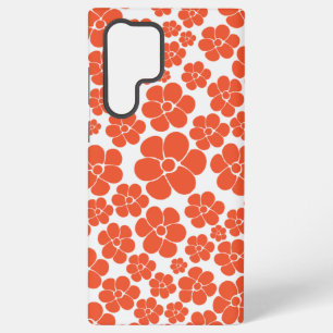 Flower Pattern - Orange and White Samsung Galaxy Case