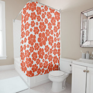 Flower Pattern - Orange and White Shower Curtain