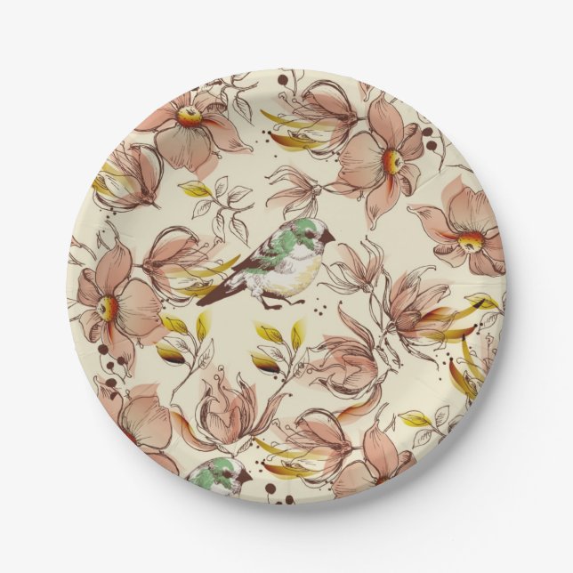 Flower pattern paper plate (Front)