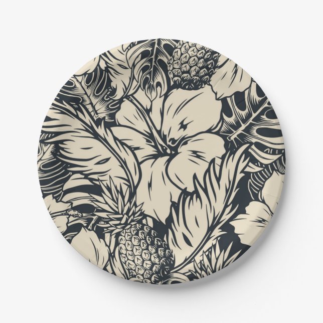 Flower pattern paper plate (Front)