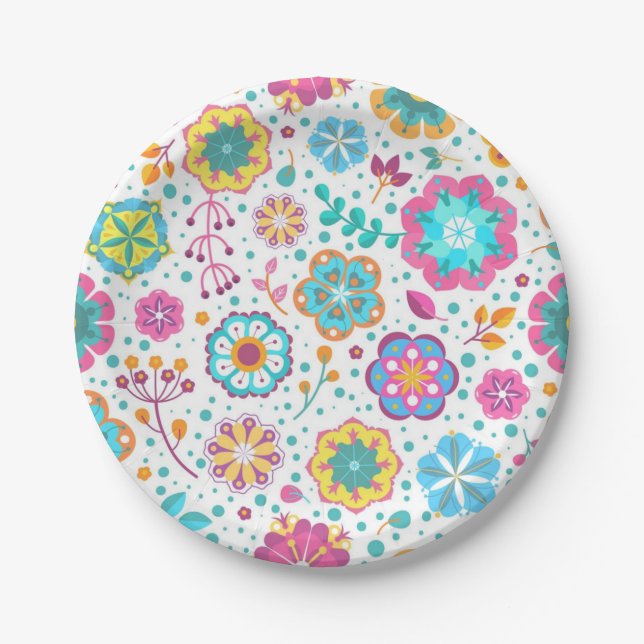 Flower pattern paper plate (Front)