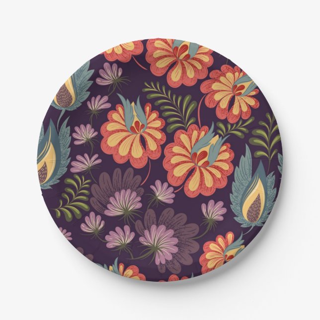 Flower pattern paper plate (Front)