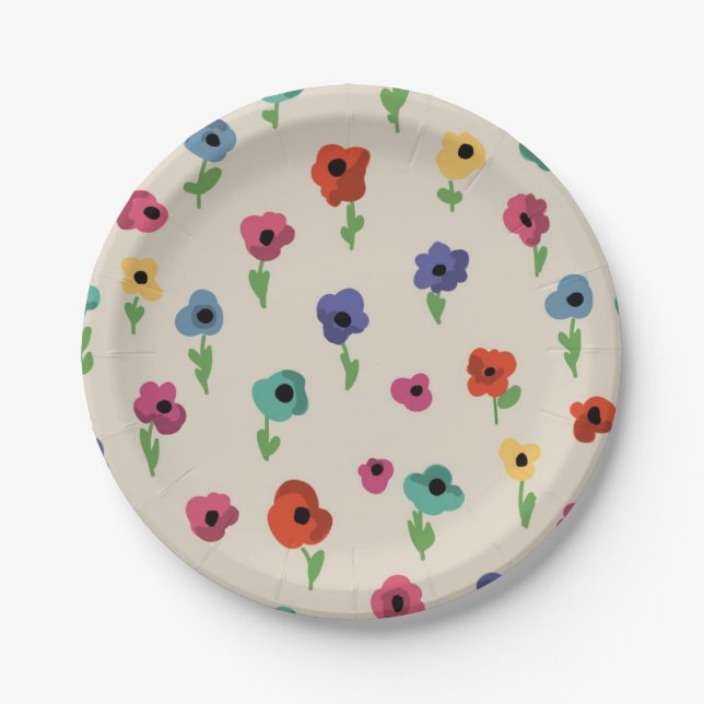Flower pattern paper plate (Front)