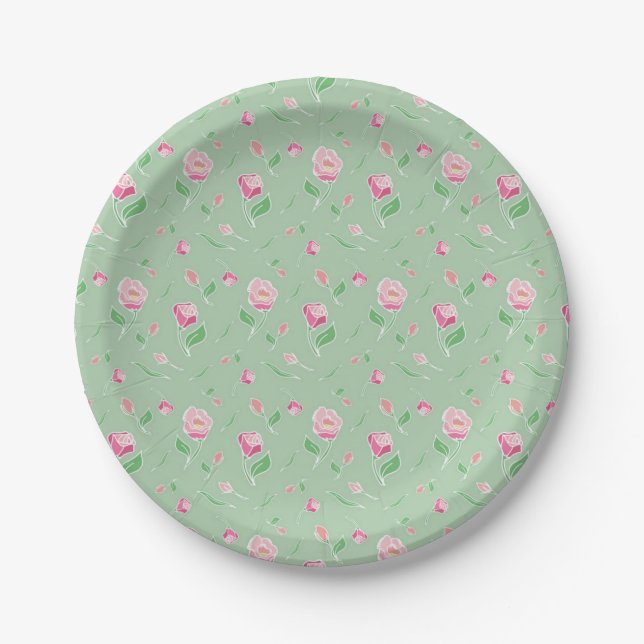 Flower pattern paper plate (Front)