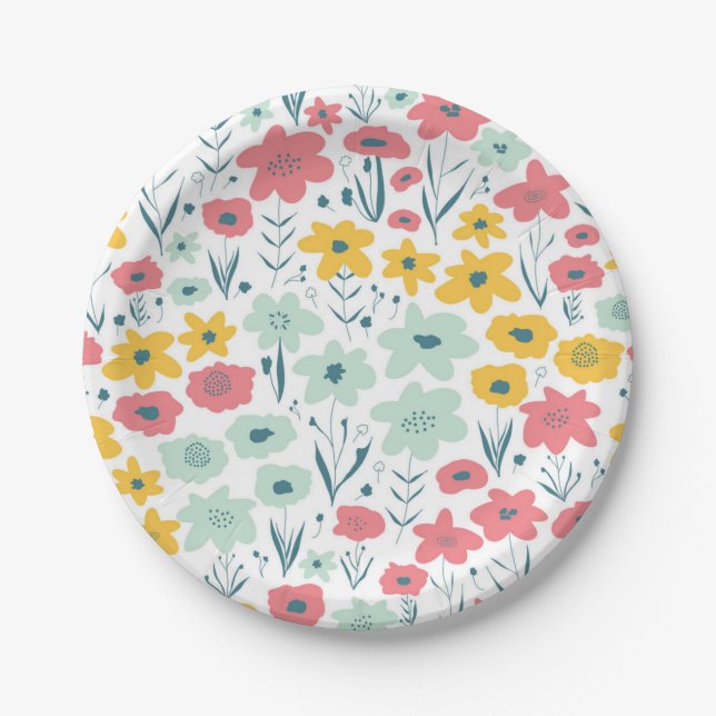 Flower pattern paper plate (Front)