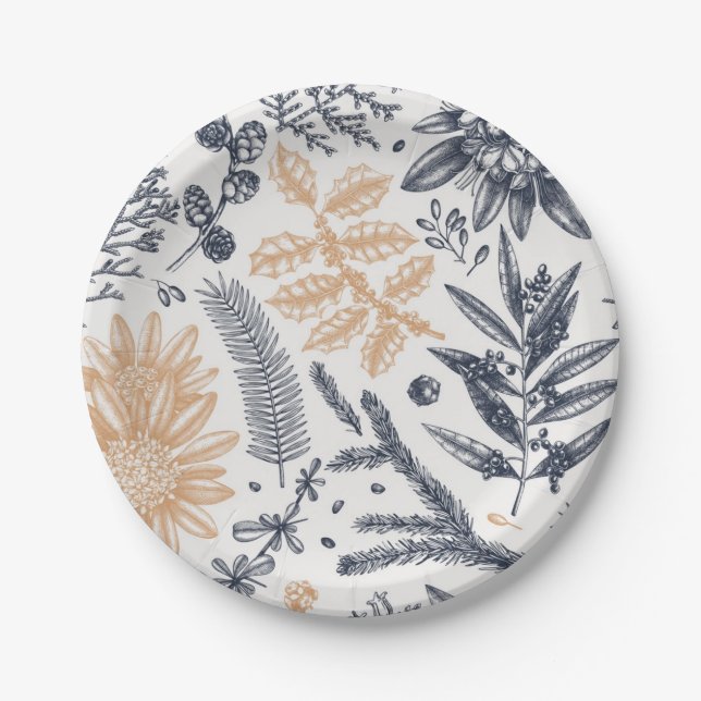 Flower pattern paper plate (Front)
