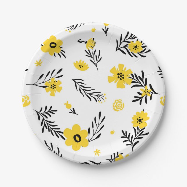 Flower pattern paper plate (Front)