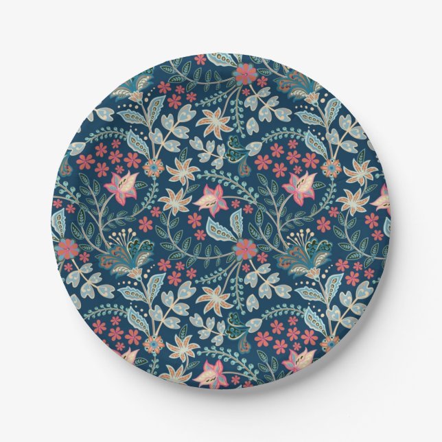 Flower pattern paper plate (Front)