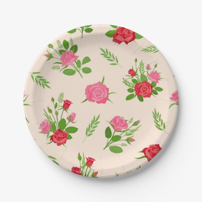 Flower pattern paper plate (Front)