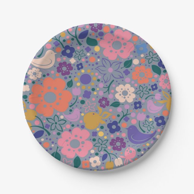 Flower pattern paper plate (Front)