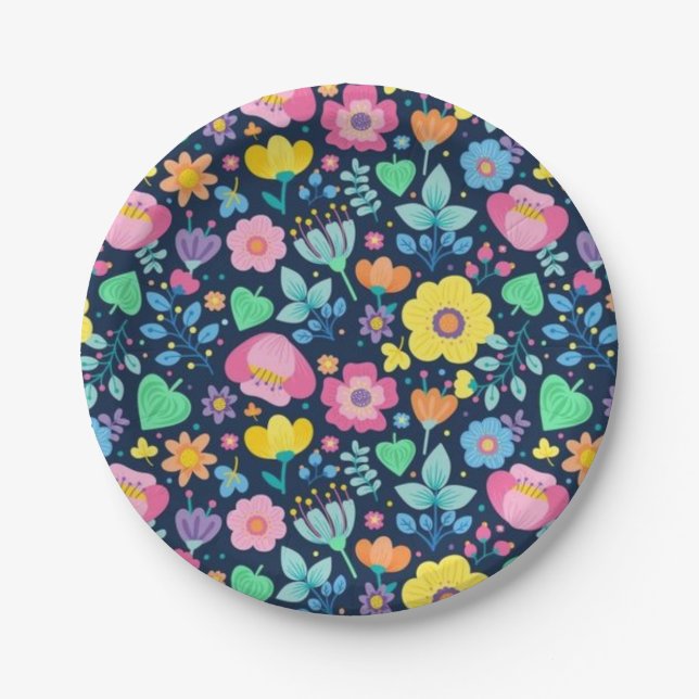 Flower pattern paper plate (Front)