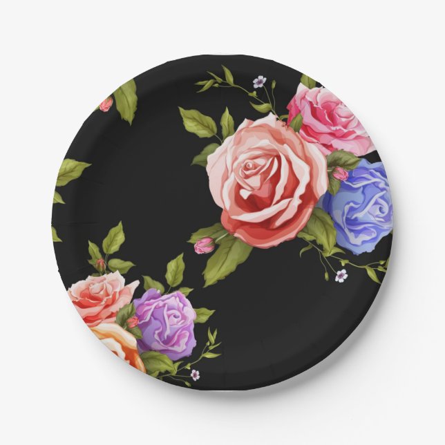 Flower pattern paper plate (Front)