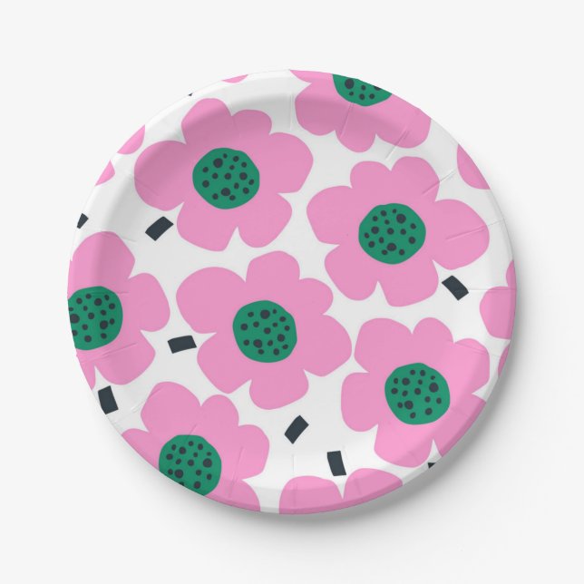 Flower pattern paper plate (Front)