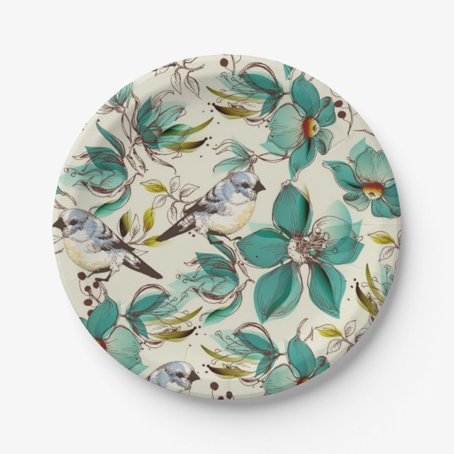Flower pattern paper plate (Front)