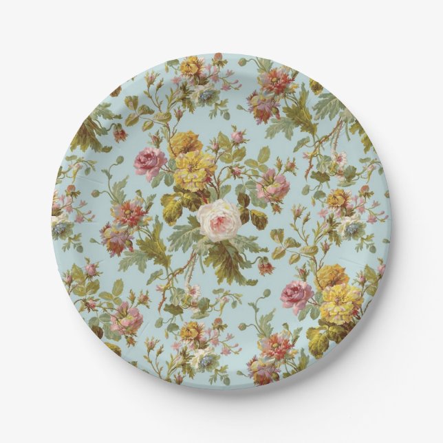 Flower pattern paper plate (Front)