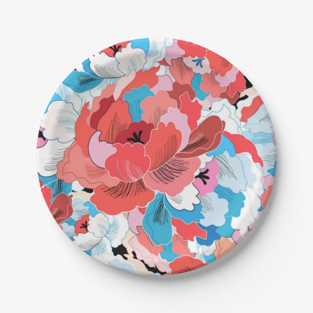 Flower pattern paper plate (Front)