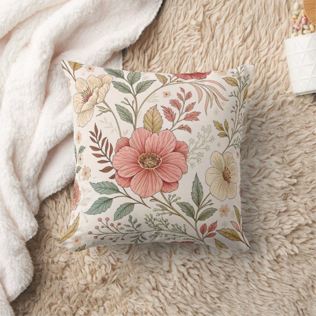 Flower Pattern Pastel Colour  Cushion (Blanket)