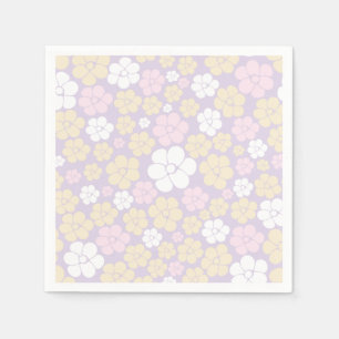 Flower Pattern - Pastel Pink, Yellow and Purple Napkin