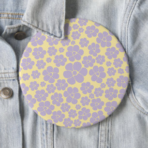 Flower Pattern - Pastel Yellow and Purple 6 Cm Round Badge