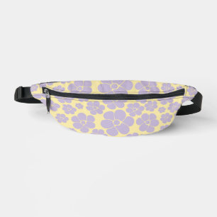 Flower Pattern - Pastel Yellow and Purple Bum Bags