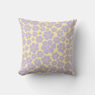 Flower Pattern - Pastel Yellow and Purple Cushion