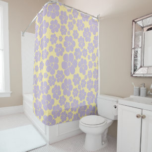 Flower Pattern - Pastel Yellow and Purple Shower Curtain