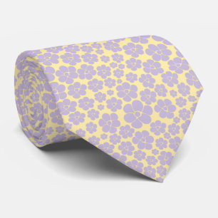 Flower Pattern - Pastel Yellow and Purple  Tie