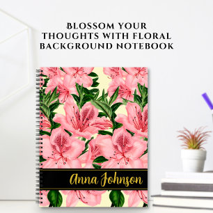 Flower Pattern Personalised Name Notebook