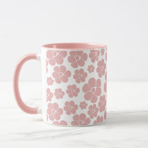 Flower Pattern - Pink and White Mug