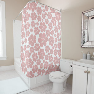 Flower Pattern - Pink and White Shower Curtain