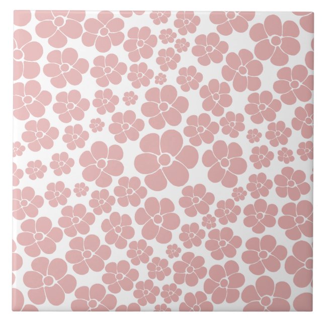 Flower Pattern - Pink and White  Tile (Front)